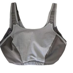 Glamorise Uunderwire Sports Bra 34DD Adjust Support Impact Wicks Gray NEW